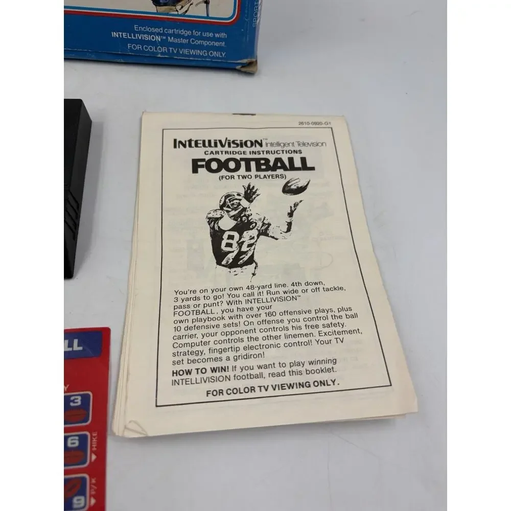Rare! Mattel NFL Football Intellivision CIB 1979 with Overlays Playbook